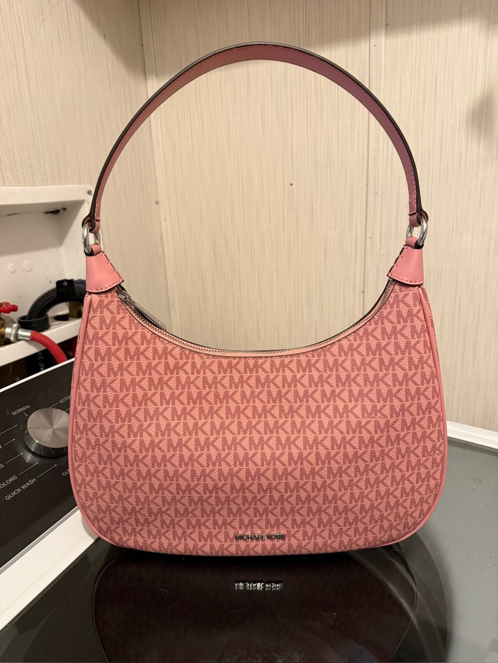 Michael Kors Pink Signature Monogram Cora hobo shoulder bag